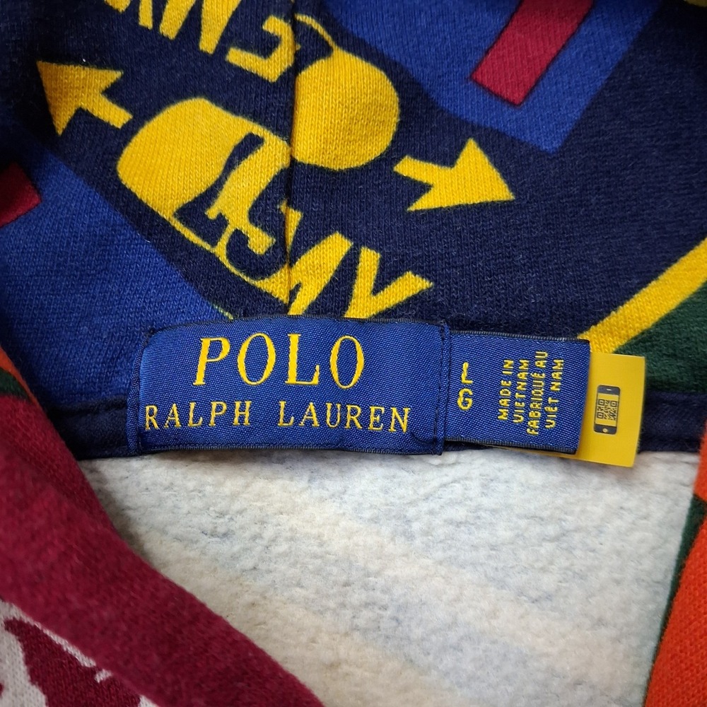 Ralph Lauren Polo Varsity Pennant Print Fleece Sportsman Sweatshirt Hoodie L - Picture 5 of 13